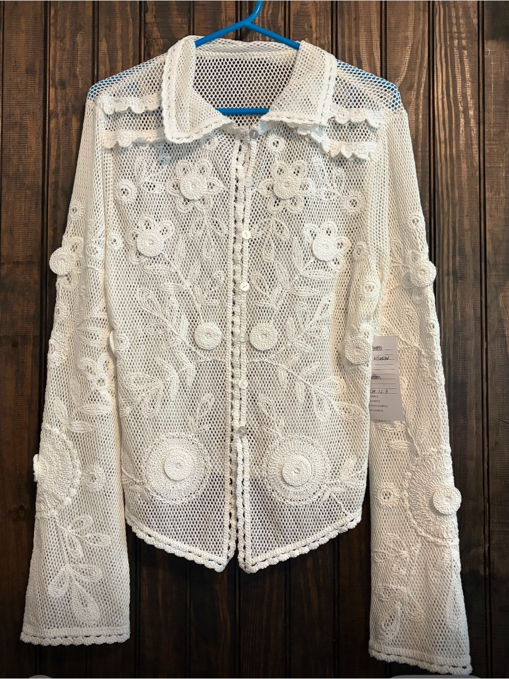 White Floral Mesh Button-Down Shirt